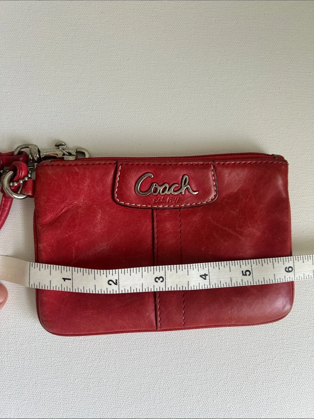 Coach Ashley Vintage Red Leather Wristlet